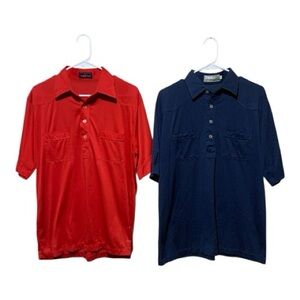 Men's Vintage Red and Blue Short Sleeve Shirt Bundle (2) Size Large